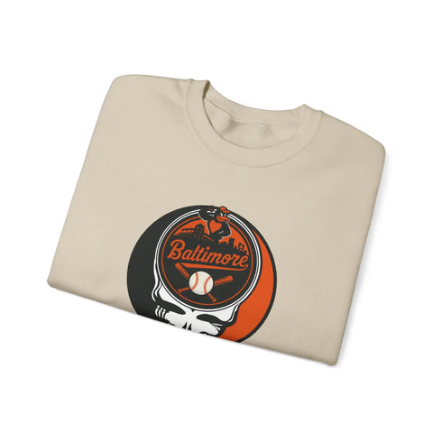 Grateful Dead - Baltimore Orioles Grateful Dead Stealie Crewneck Sweatshirt - MLB - StealieShop